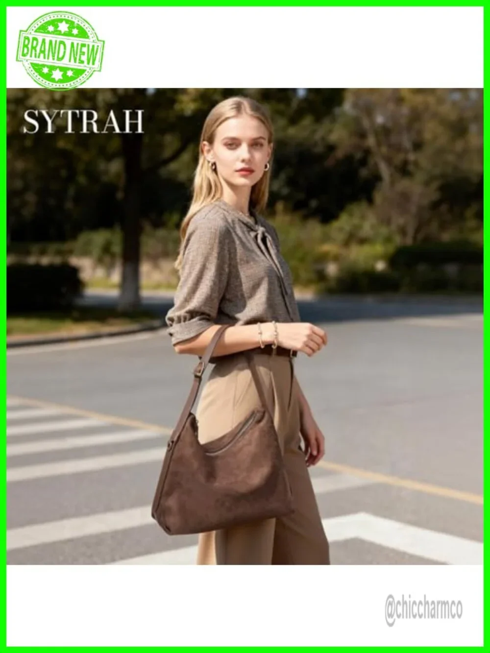 Hobo Bag Women Slouchy Shoulder Soft Suede Purse with Adjustable Strap 5 Pockets